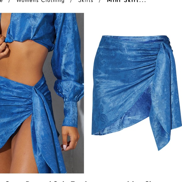 NWT PLT Blue side tie skirt - Picture 2 of 11